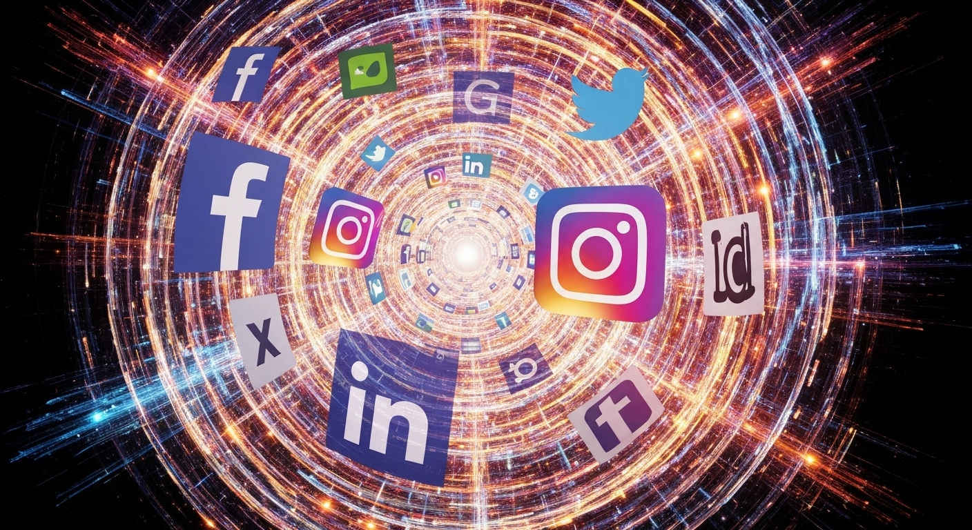 Hình ảnh các nền tảng truyền thông xã hội phổ biến như Facebook, Instagram, Twitter và LinkedIn.