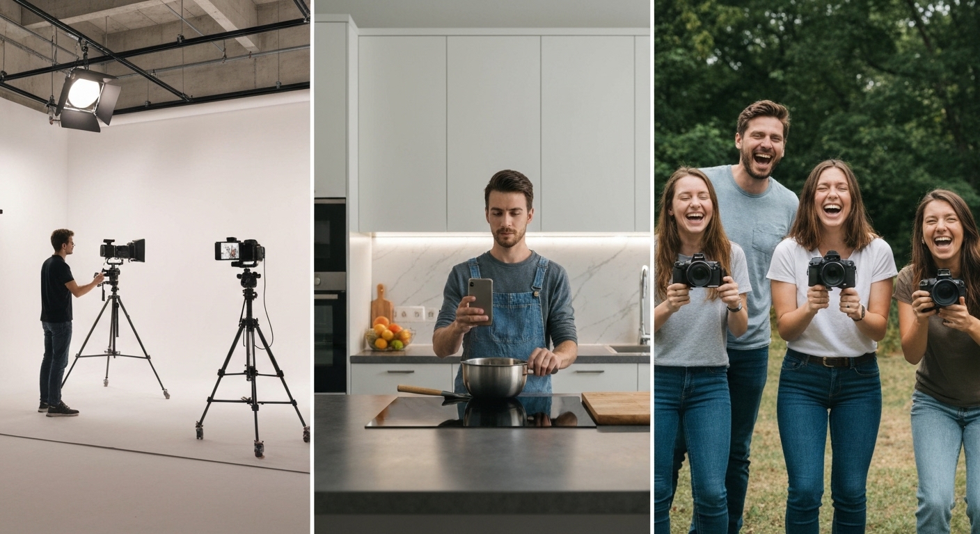 Hình ảnh minh họa các loại nội dung video phổ biến như video quảng cáo, video hướng dẫn và video giải trí.