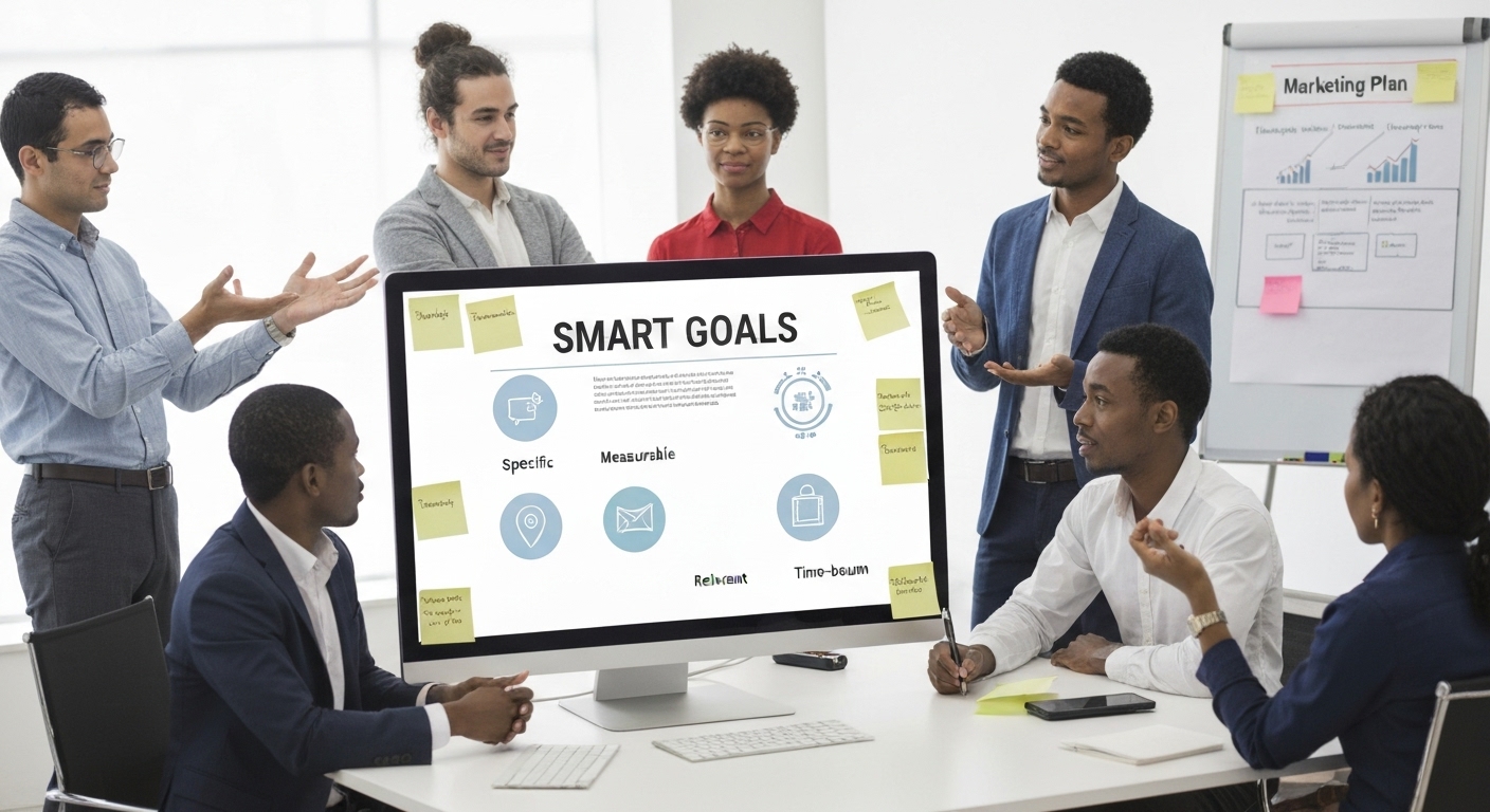 Ảnh minh họa phương pháp đặt mục tiêu SMART trong marketing.