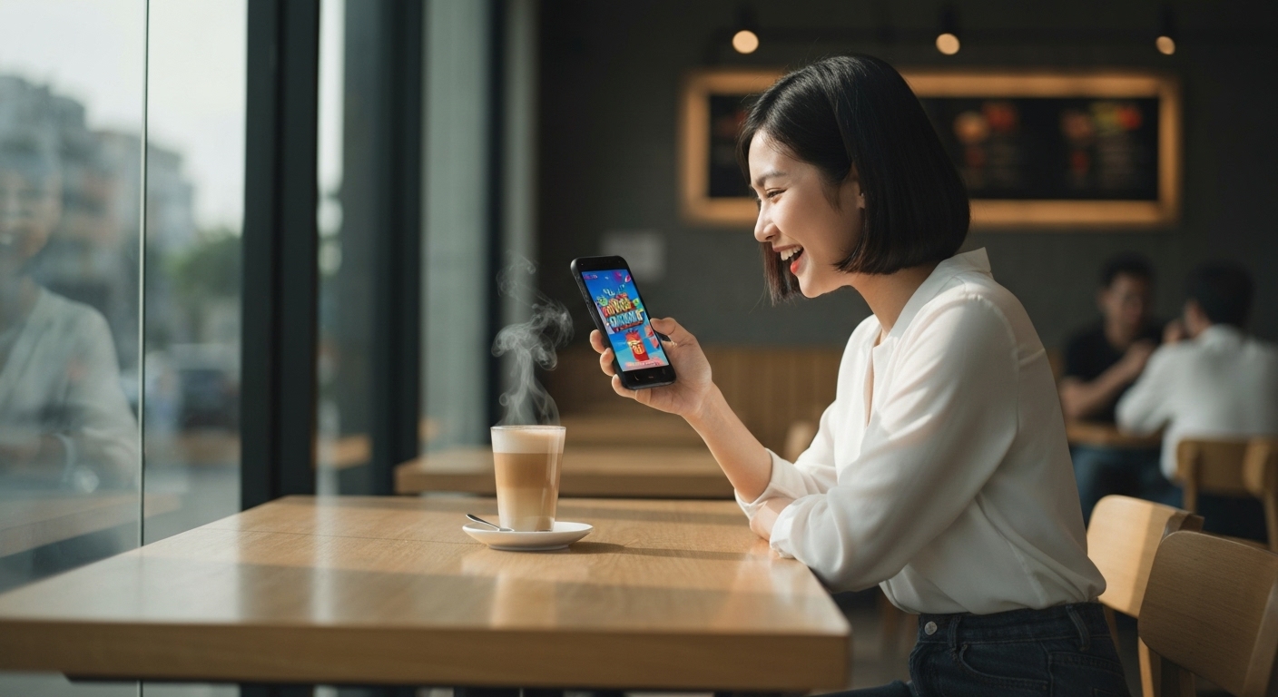 Người xem bị thu hút bởi một quảng cáo sáng tạo trên điện thoại di động.