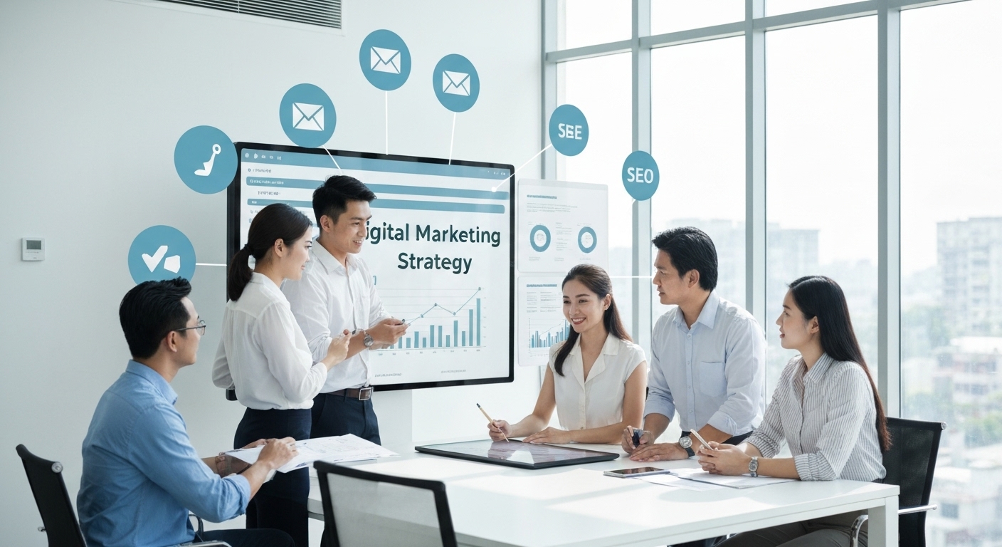 Ứng dụng digital marketing vào chiến lược truyền thông: Tối ưu hóa các kênh trực tuyến để tiếp cận khách hàng.